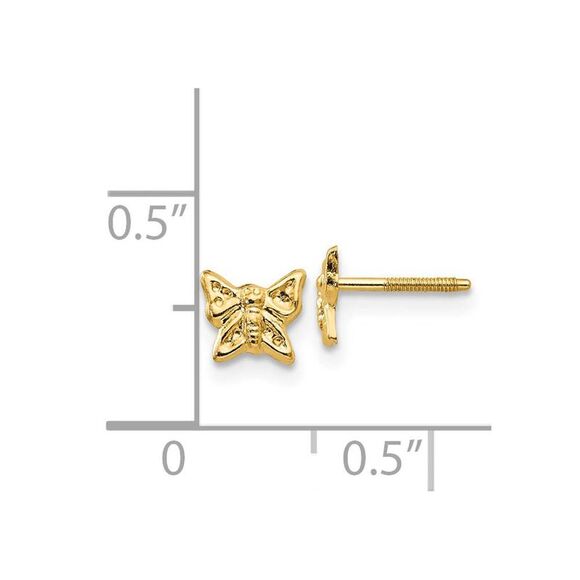 Kids 5mm Butterfly Screw Back Earrings in 14k Yellow Gold - Picture 4 of 5
